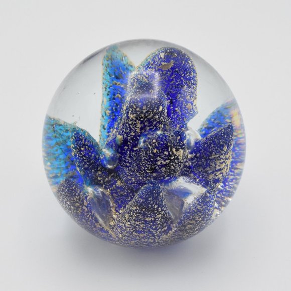 Vintage Cobalt Blue and Gold Flecks Paperweight - Picture 6 of 9
